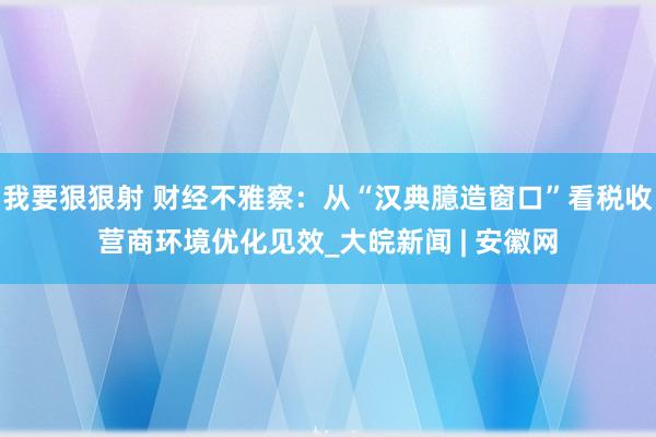 我要狠狠射 财经不雅察：从“汉典臆造窗口”看税收营商环境优化见效_大皖新闻 | 安徽网