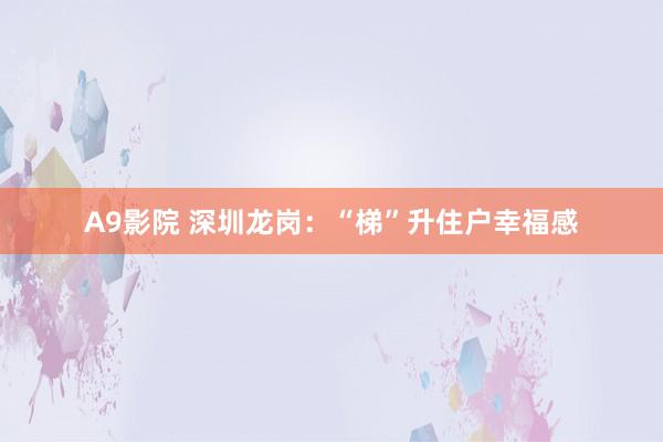 A9影院 深圳龙岗：“梯”升住户幸福感
