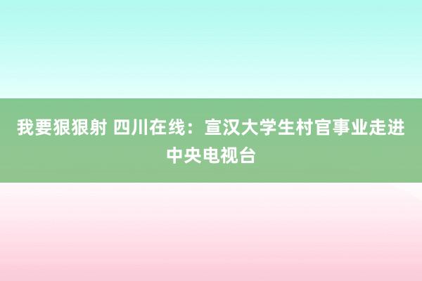 我要狠狠射 四川在线：宣汉大学生村官事业走进中央电视台