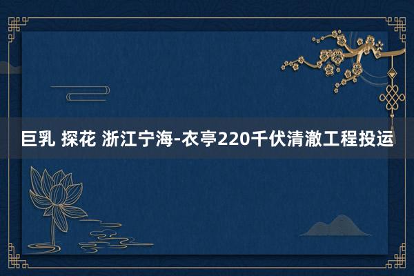 巨乳 探花 浙江宁海-衣亭220千伏清澈工程投运