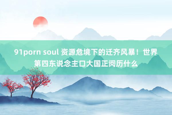91porn soul 资源危境下的迁齐风暴！世界第四东说念主口大国正阅历什么