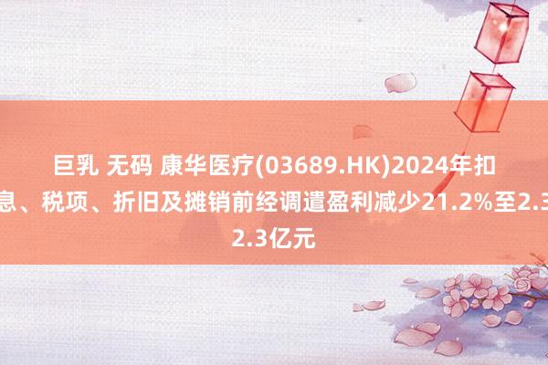 巨乳 无码 康华医疗(03689.HK)2024年扣除利息、税项、折旧及摊销前经调遣盈利减少21.2%至2.3亿元