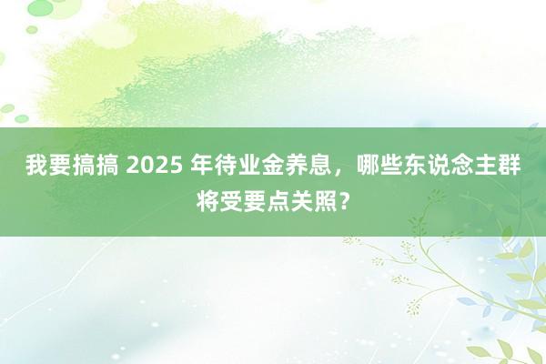 我要搞搞 2025 年待业金养息，哪些东说念主群将受要点关照？