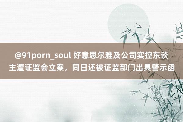 @91porn_soul 好意思尔雅及公司实控东谈主遭证监会立案，同日还被证监部门出具警示函