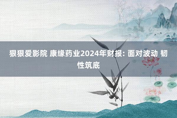 狠狠爱影院 康缘药业2024年财报: 面对波动 韧性筑底